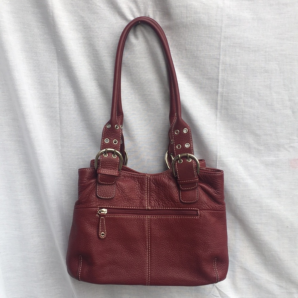 Tignanello Red Leather Purse Handbag Medium